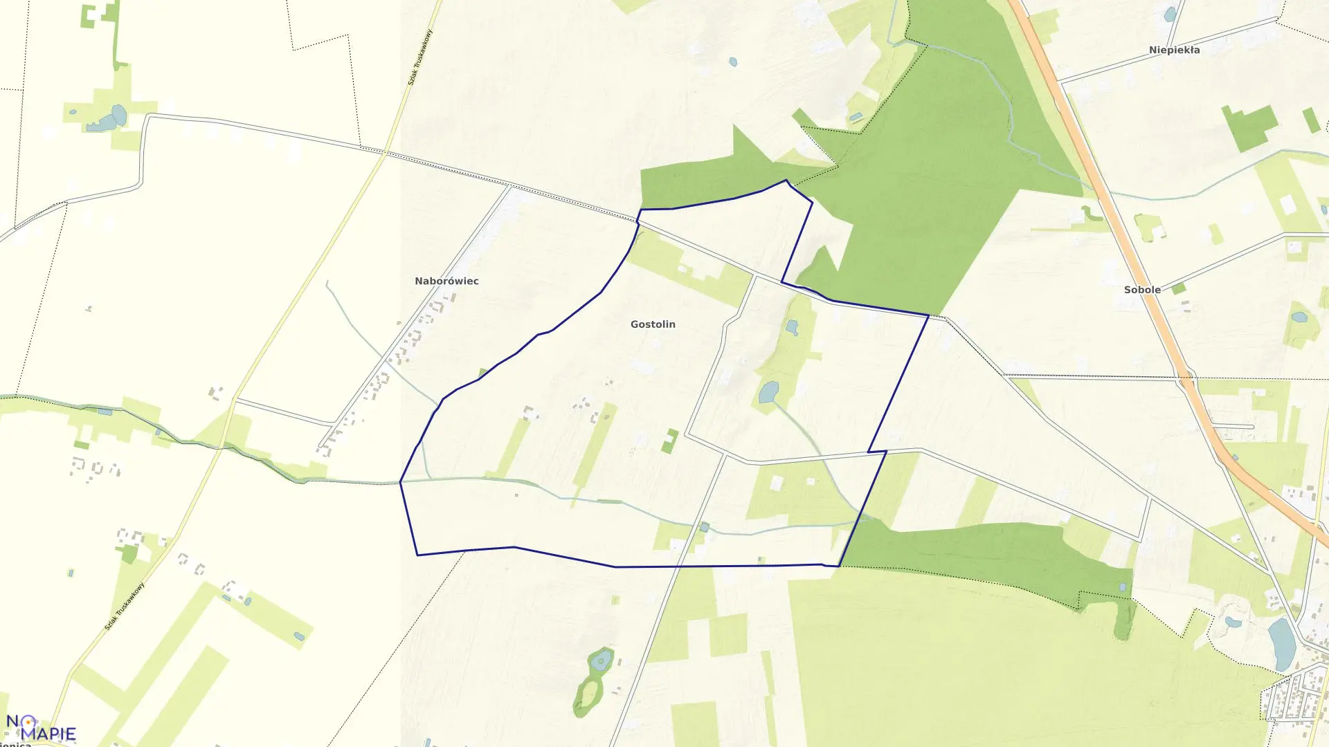 Mapa obrębu GOSTOLIN w gminie Załuski