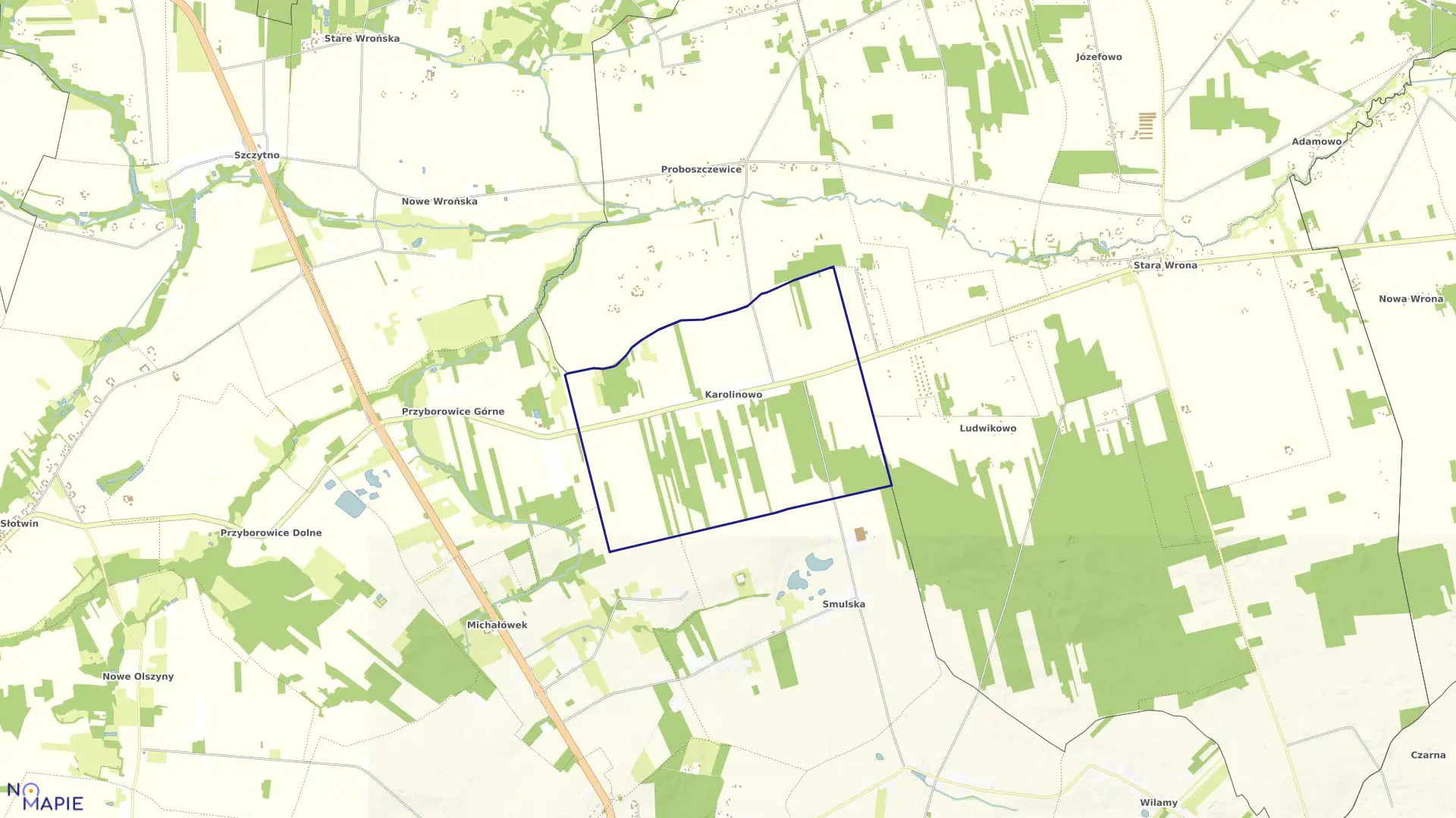Mapa obrębu KAROLINOWO w gminie Załuski