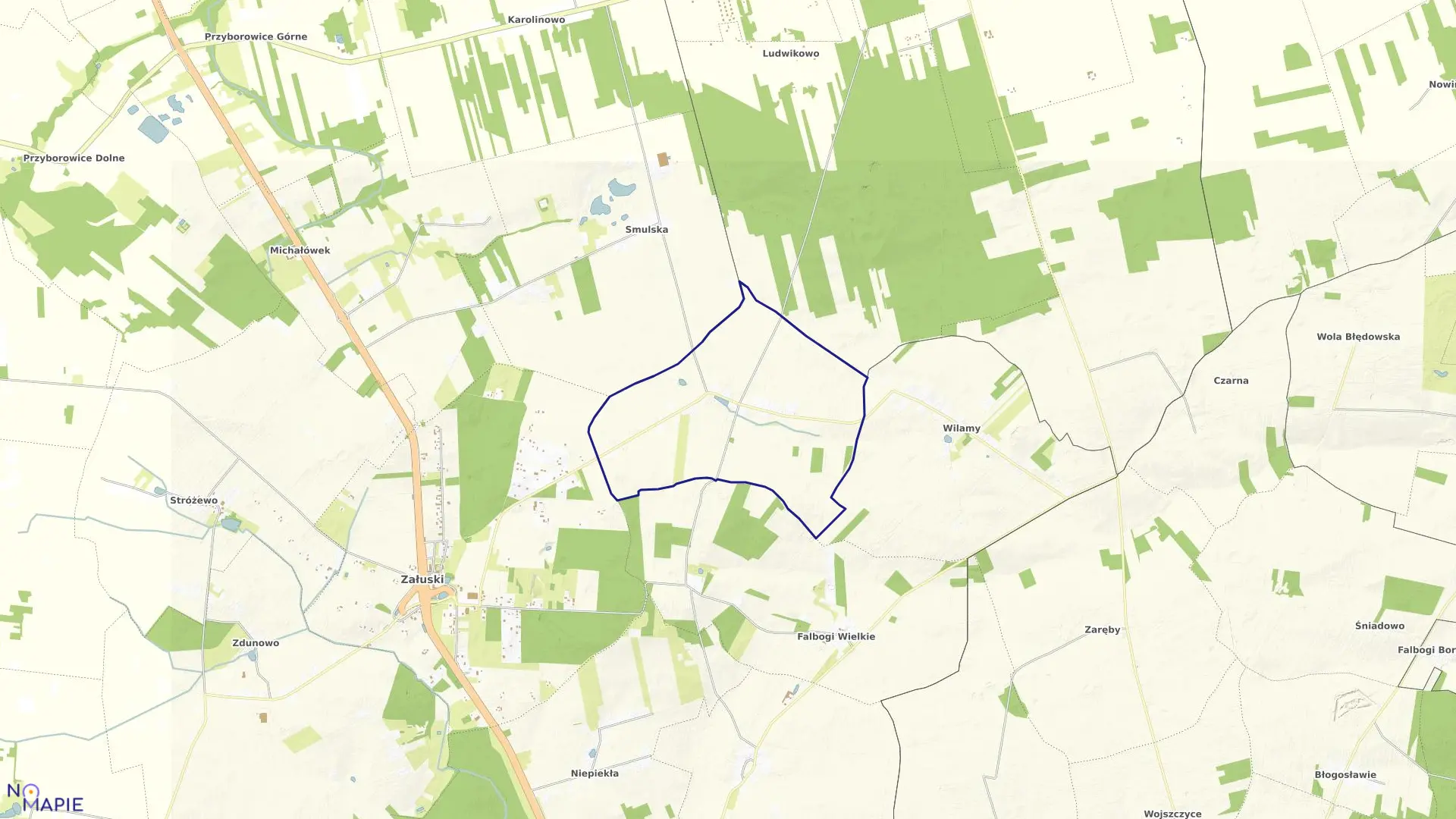Mapa obrębu KORYCISKA w gminie Załuski