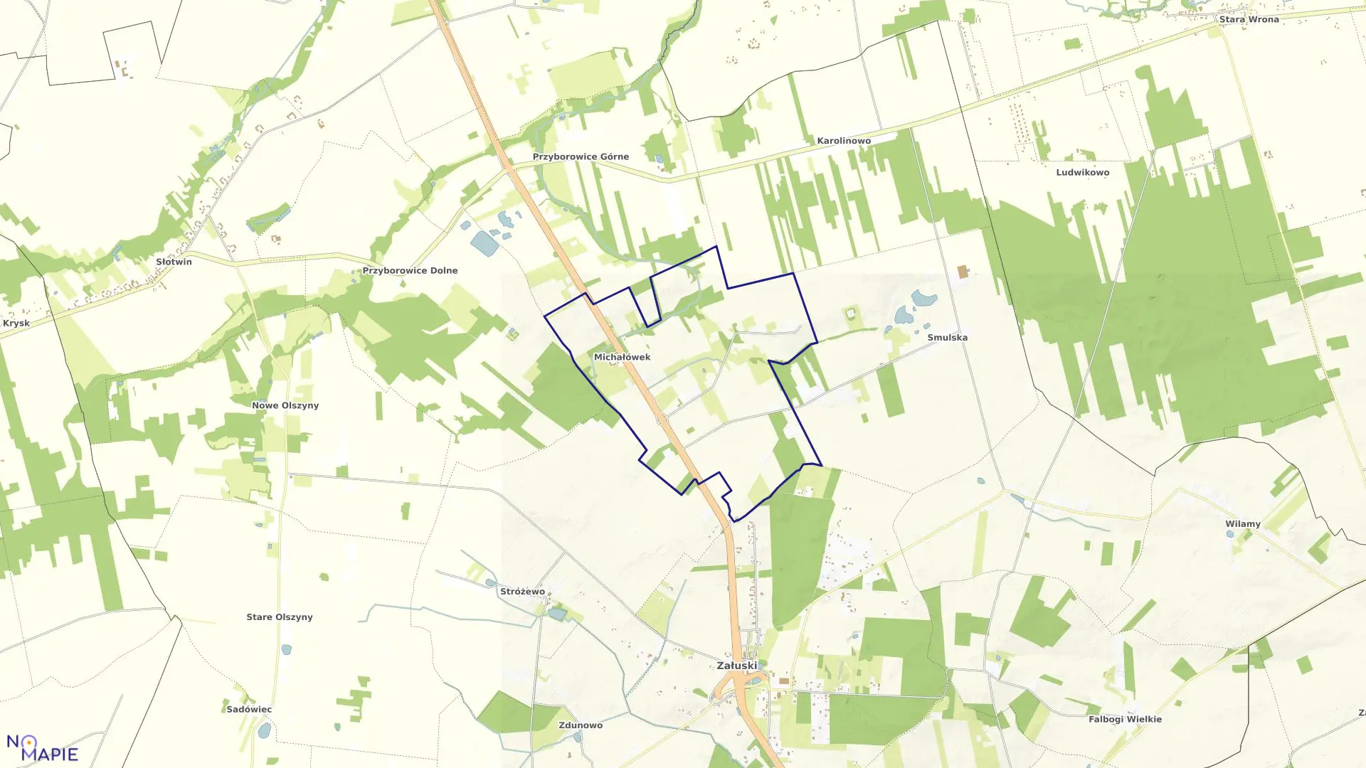 Mapa obrębu MICHAŁÓWEK w gminie Załuski