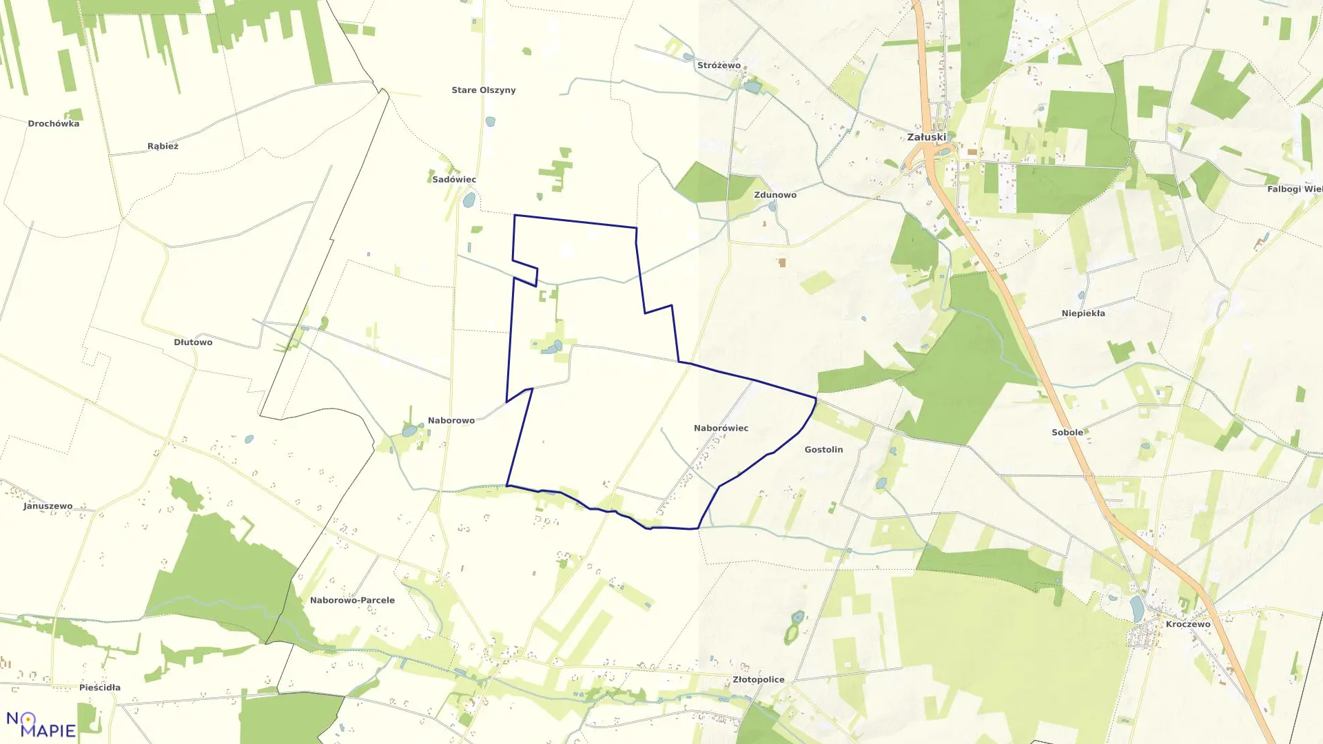 Mapa obrębu NABORÓWIEC w gminie Załuski