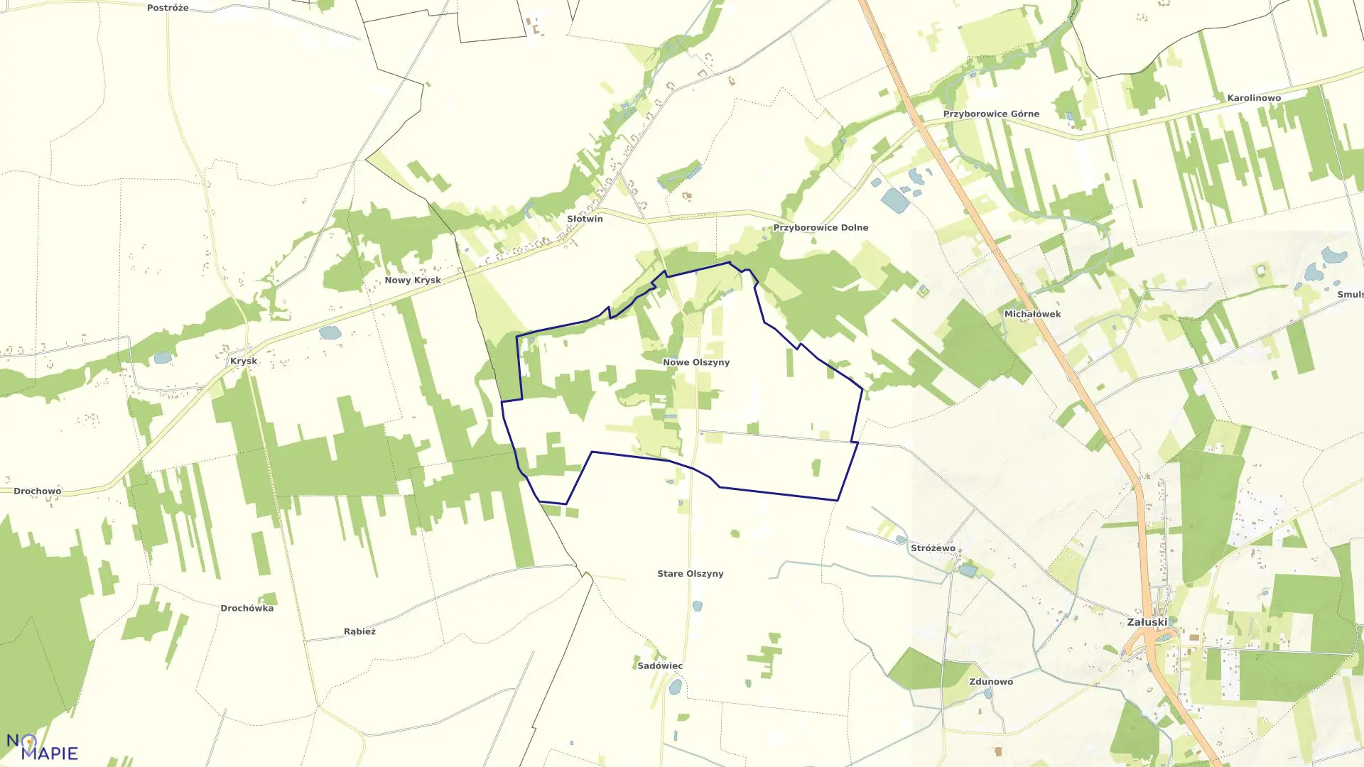 Mapa obrębu OLSZYNY NOWE w gminie Załuski