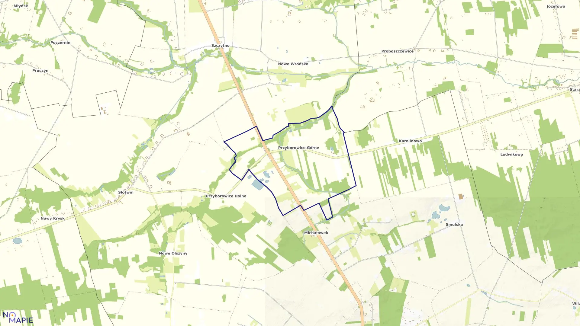 Mapa obrębu PRZYBOROWICE GÓRNE w gminie Załuski